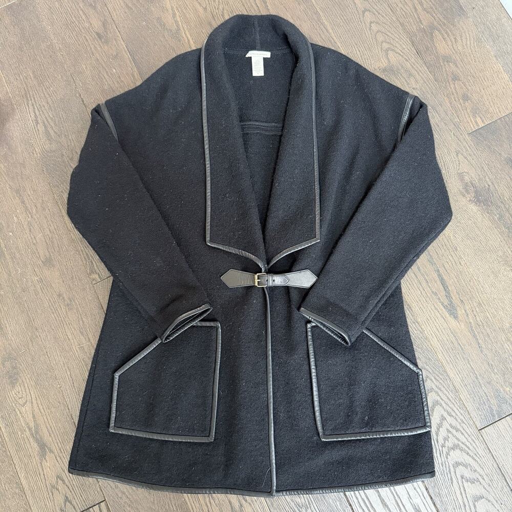 White And Warren Black Boiled Wool Jacket Size S Cottage Core Buckle Closure